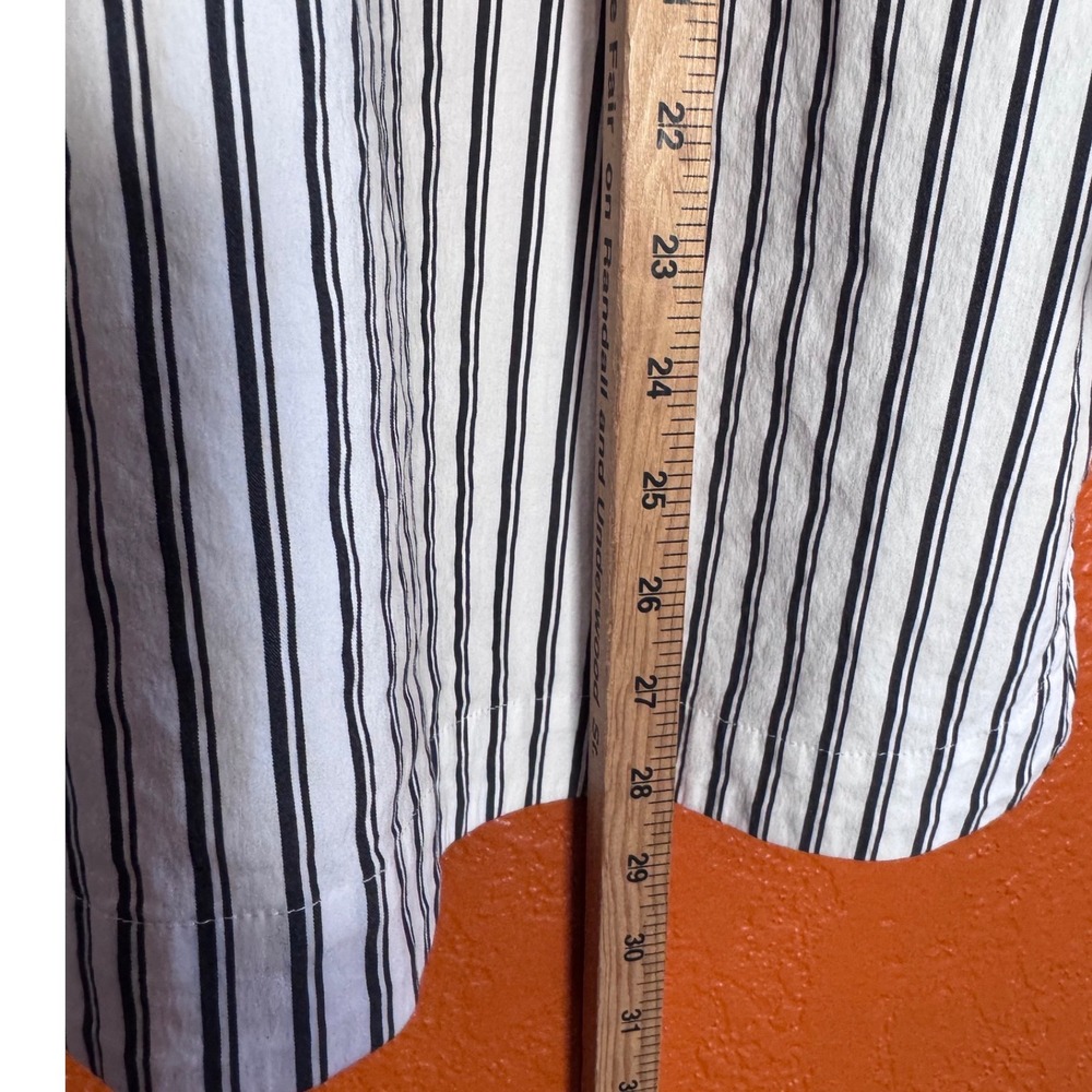 Chicos Striped Bell Sleeve Blouse Black White Poplin Top Size 4 US 20 Cotton - Picture 8 of 10